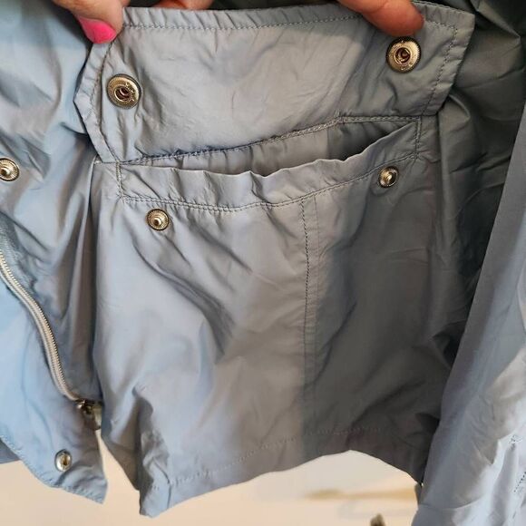 Anatomie Women's Windbreaker Rain Jacket Large Hooded Blue Zip Front - Picture 9 of 9